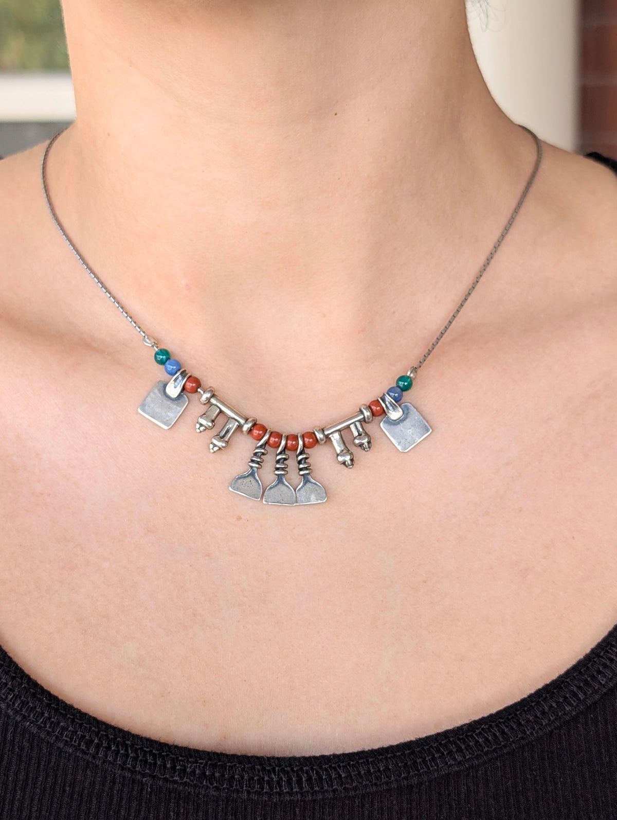 Sterling Gemstone Bead Fringe Necklace for Sarah