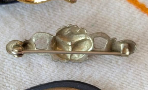 Art Nouveau Brass & Paste Stone Poppy Pin