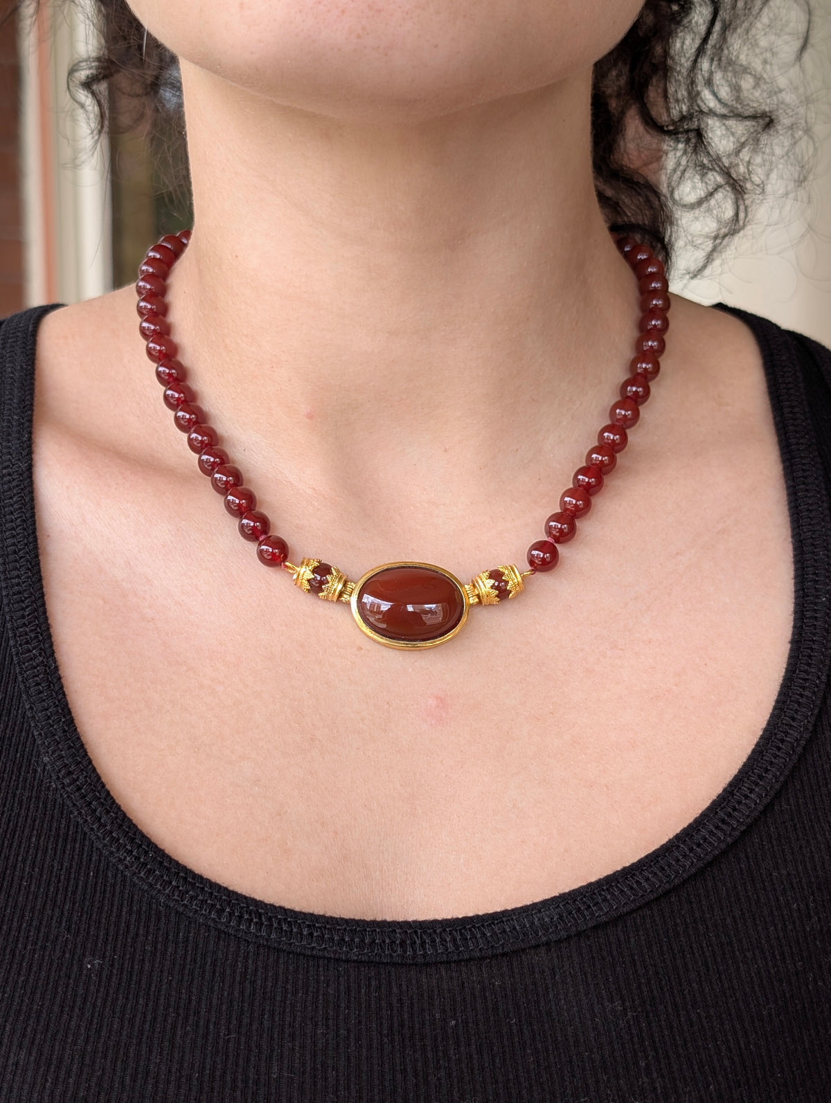 Vintage MMA Gilt Carnelian Etruscan Revival Necklace for Thao