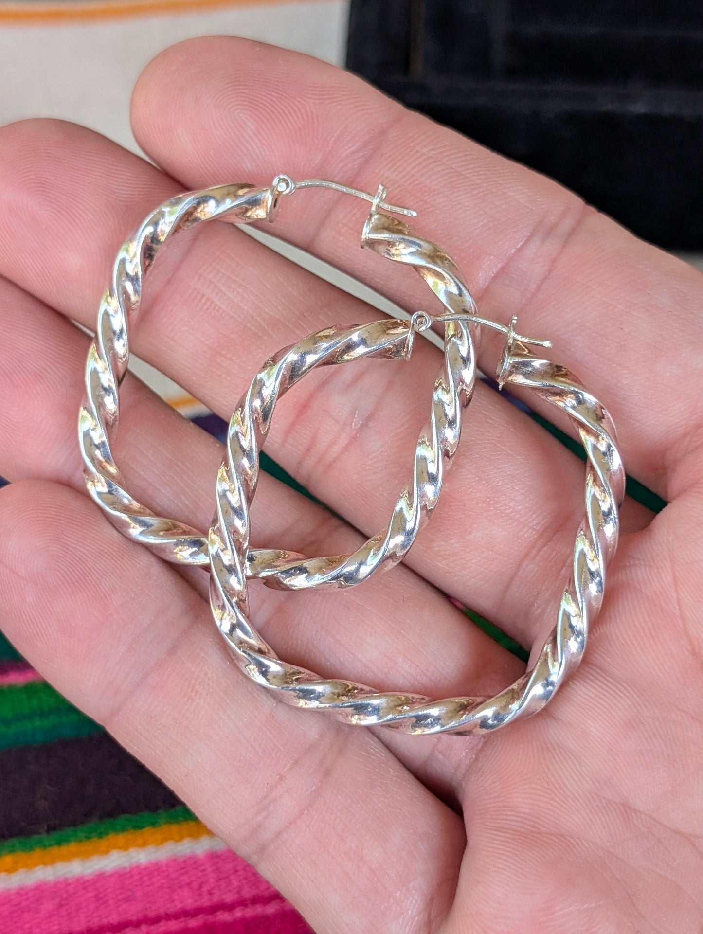 Italian Sterling Twist Squared Hoop Earrings for Jessica