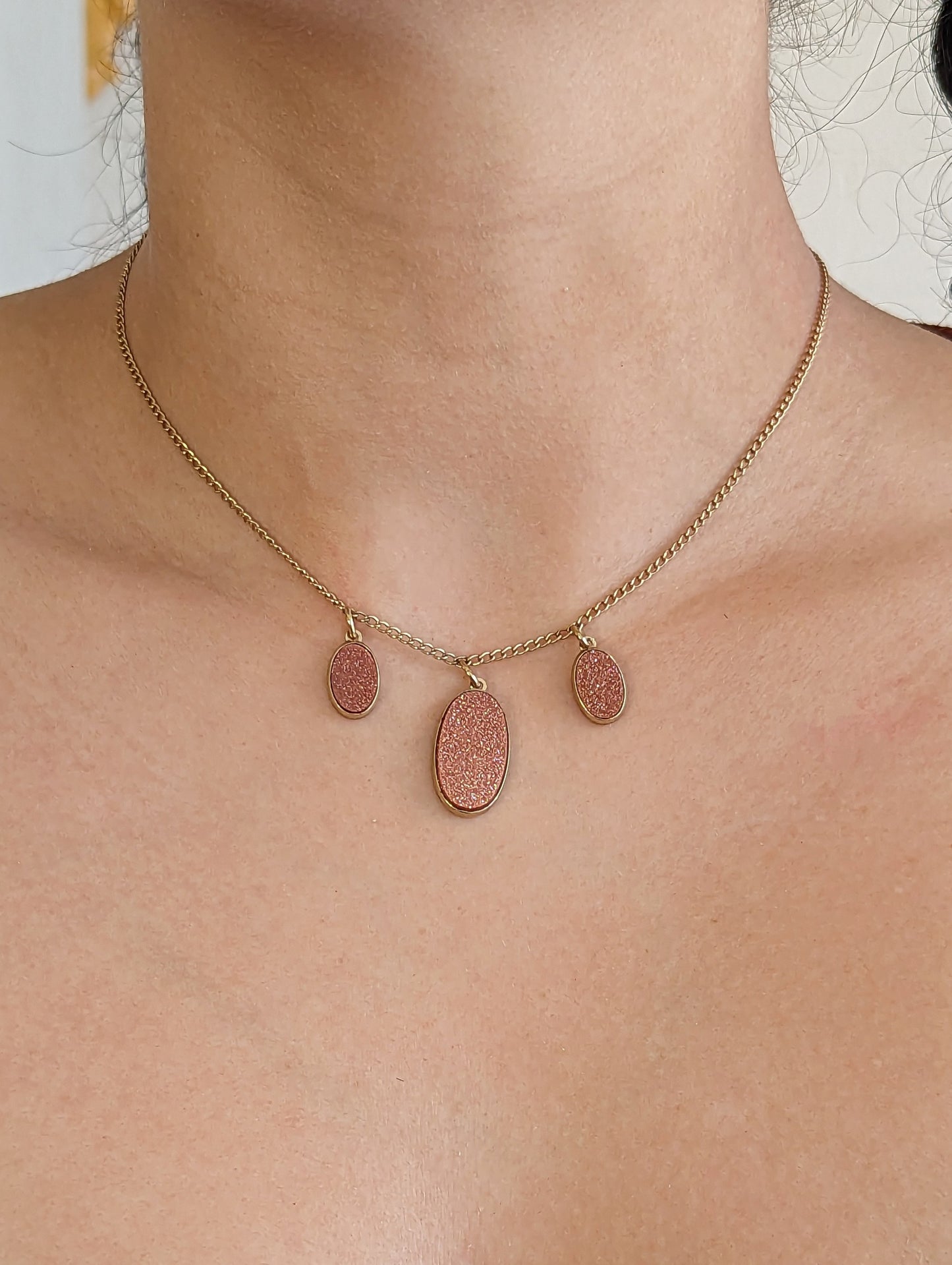 1930s GF & Goldstone 3-drop Necklace