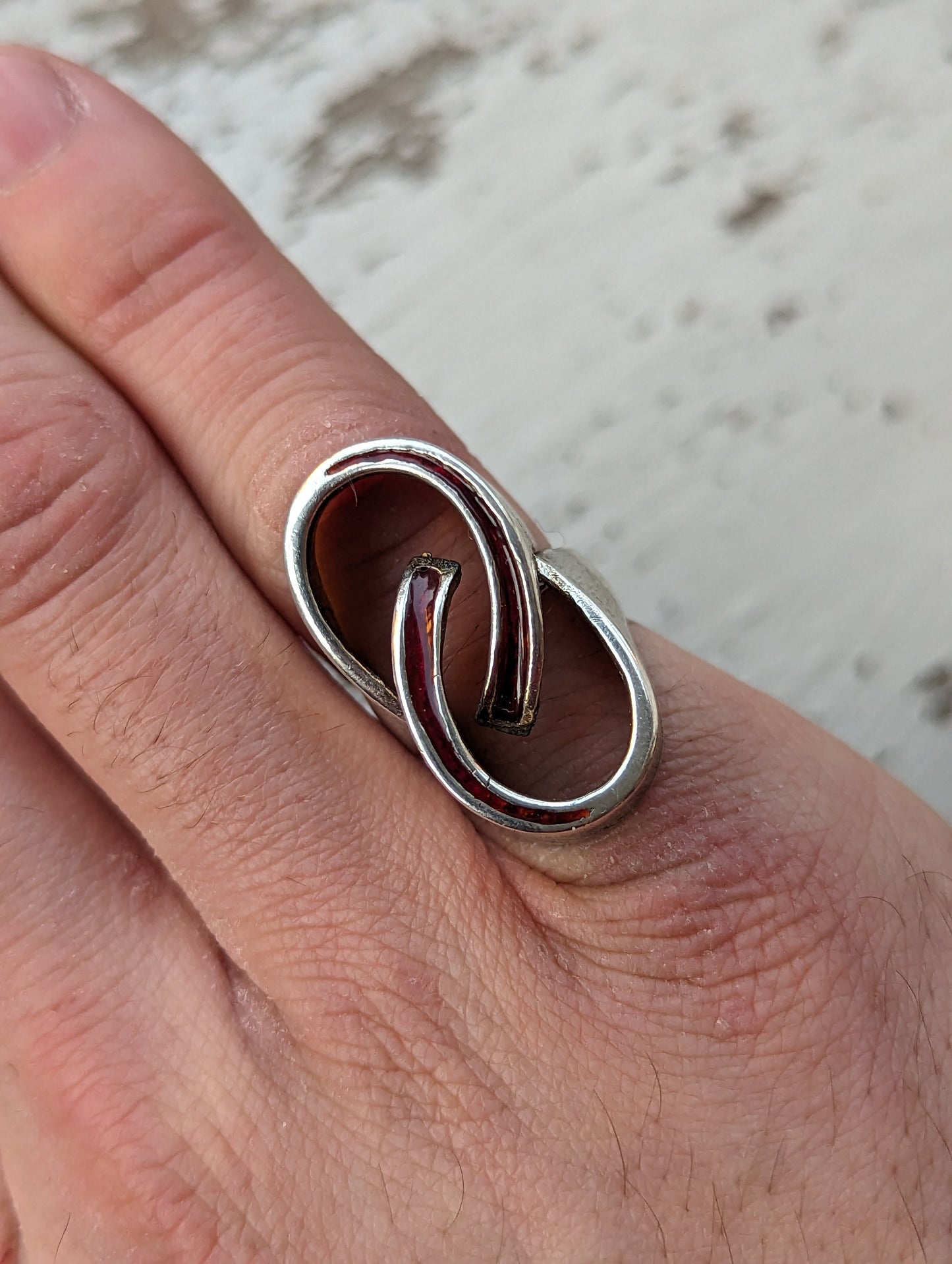 Red Modernist Loop Ring