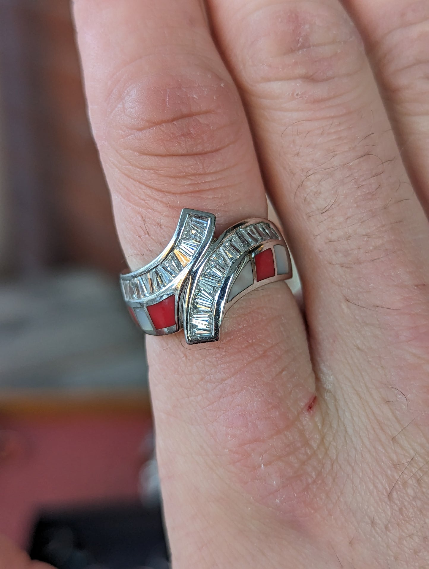 Sterling CZ/Coral/MOP Band