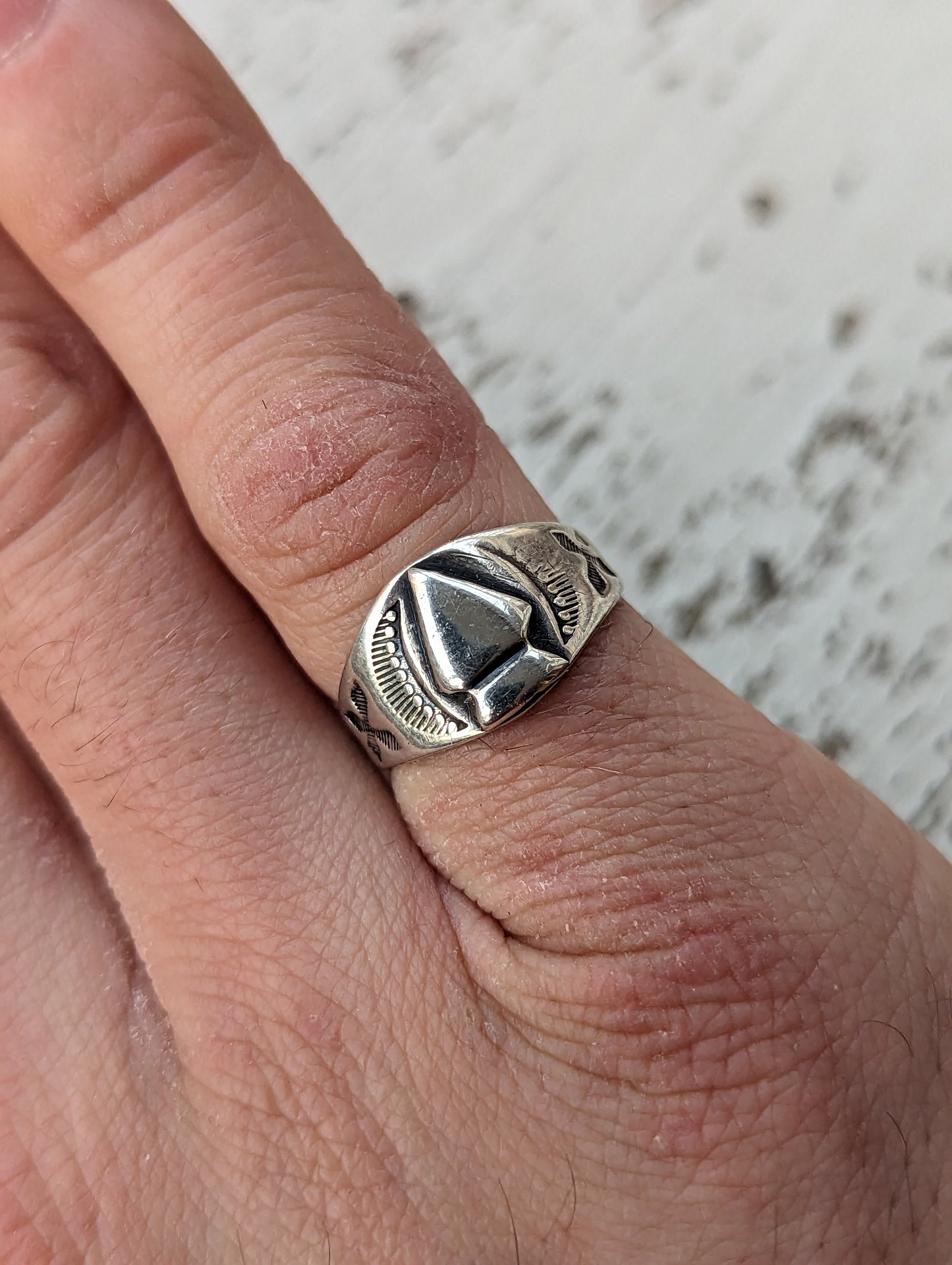 1920-30s Navajo/Diné Silver Arrowhead Cigar Band