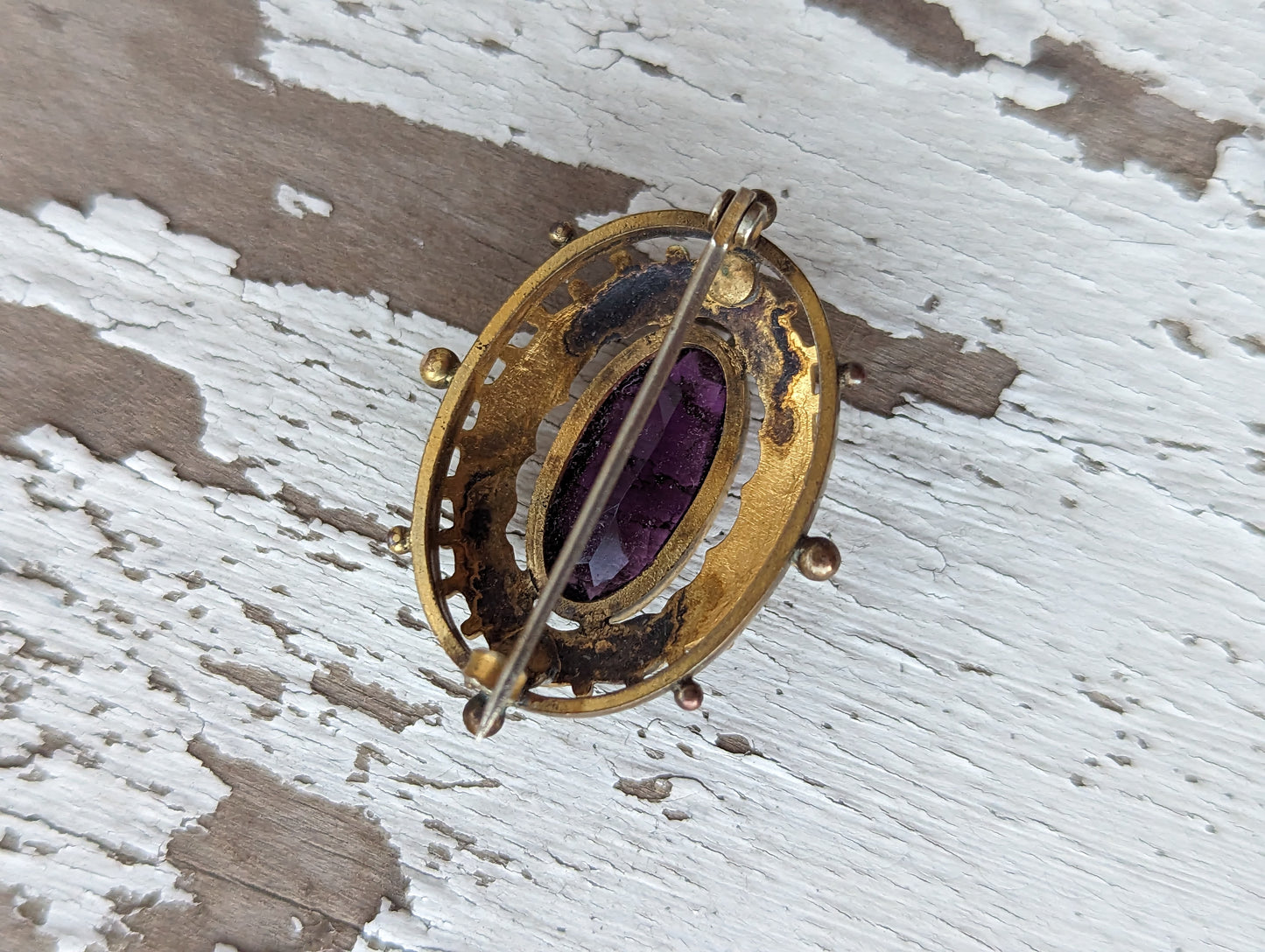 Victorian GF & Czech Amethyst Paste Crystal Brooch