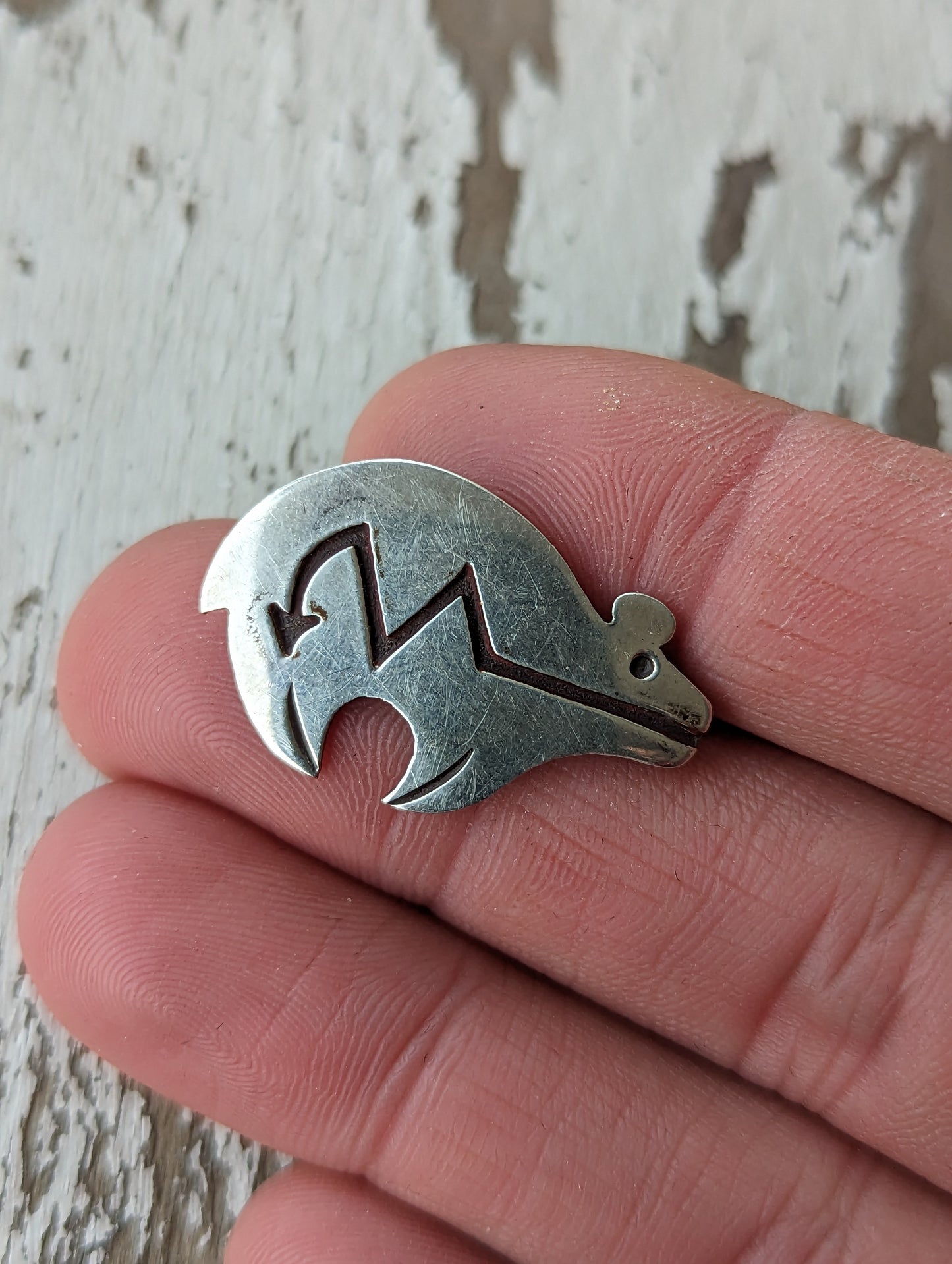 Vintage Zuni Sterling Spirit Bear Brooch