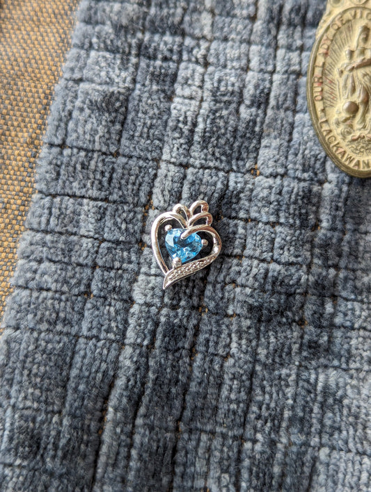 Sterling Blue Topaz Heart Pendant