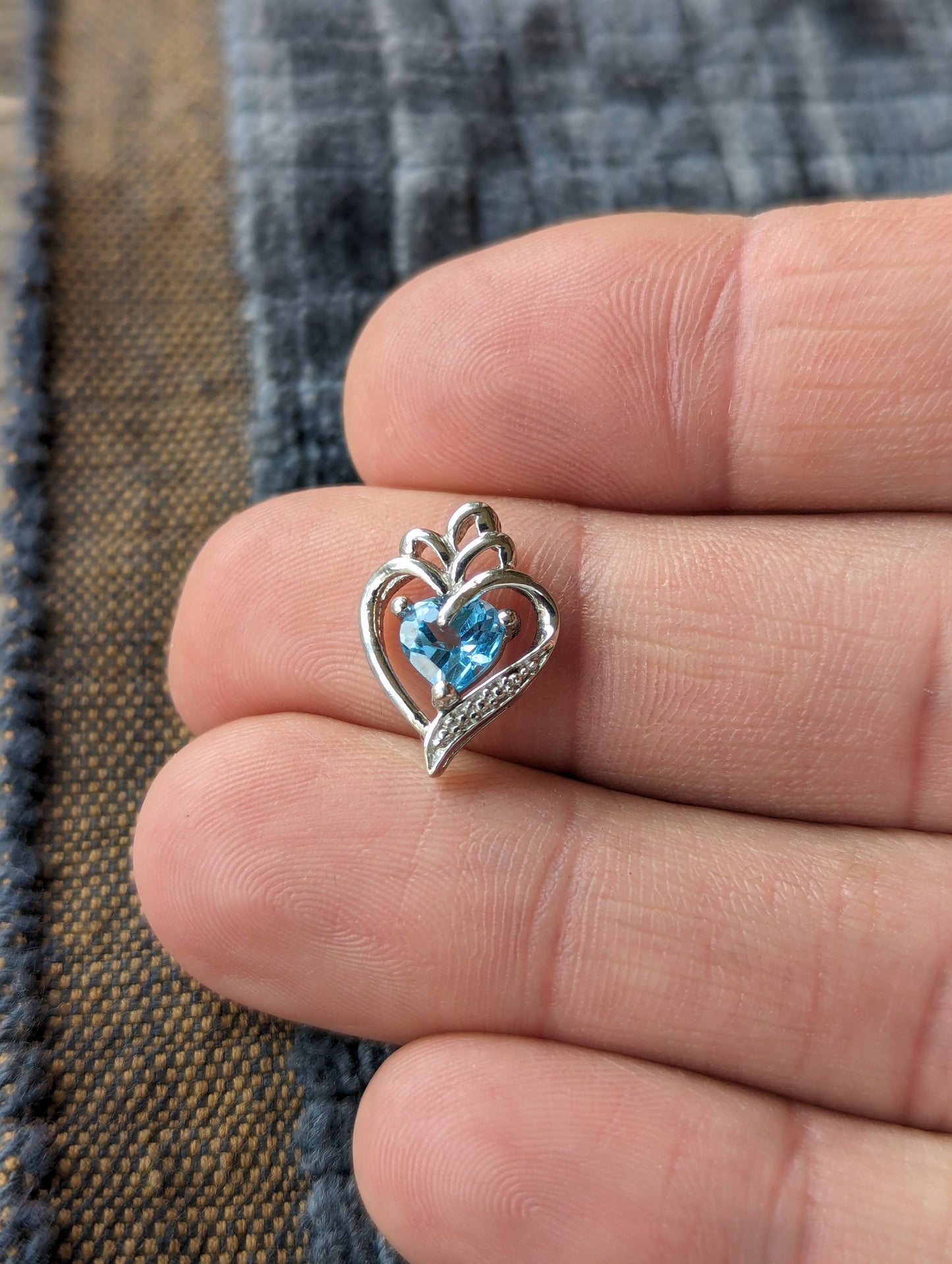 Sterling Blue Topaz Heart Pendant