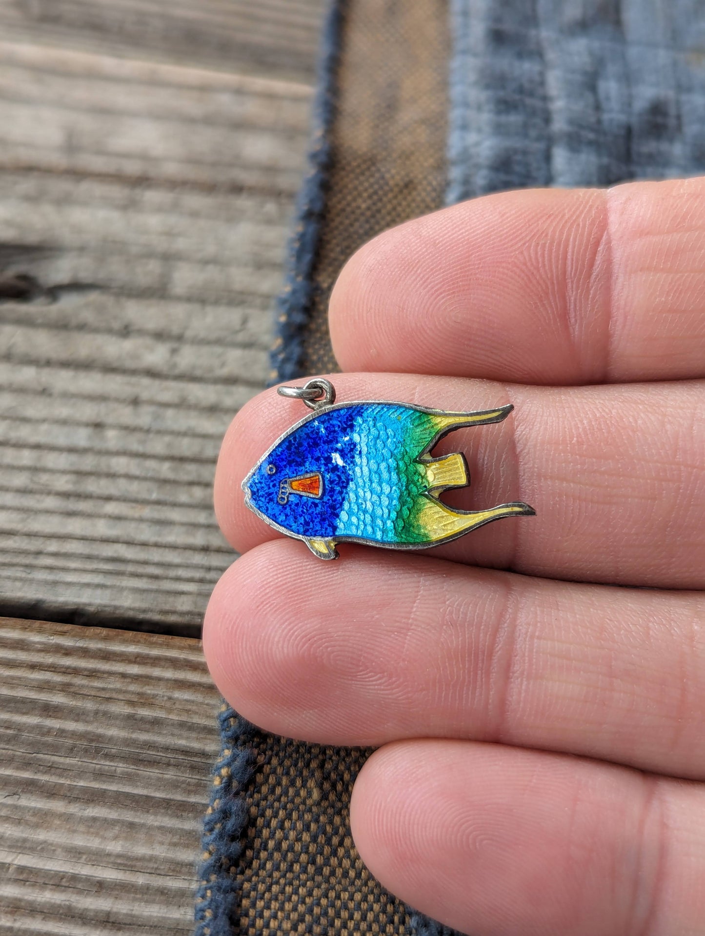 1930s Sterling Enamel Angelfish Charm