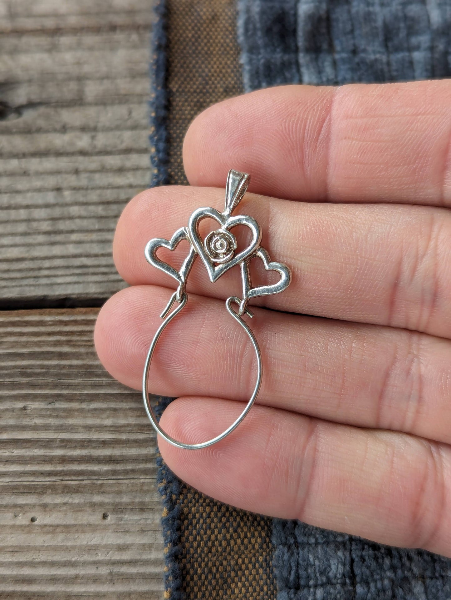 90s Sterling Sweethearts Charm Holder Pendant