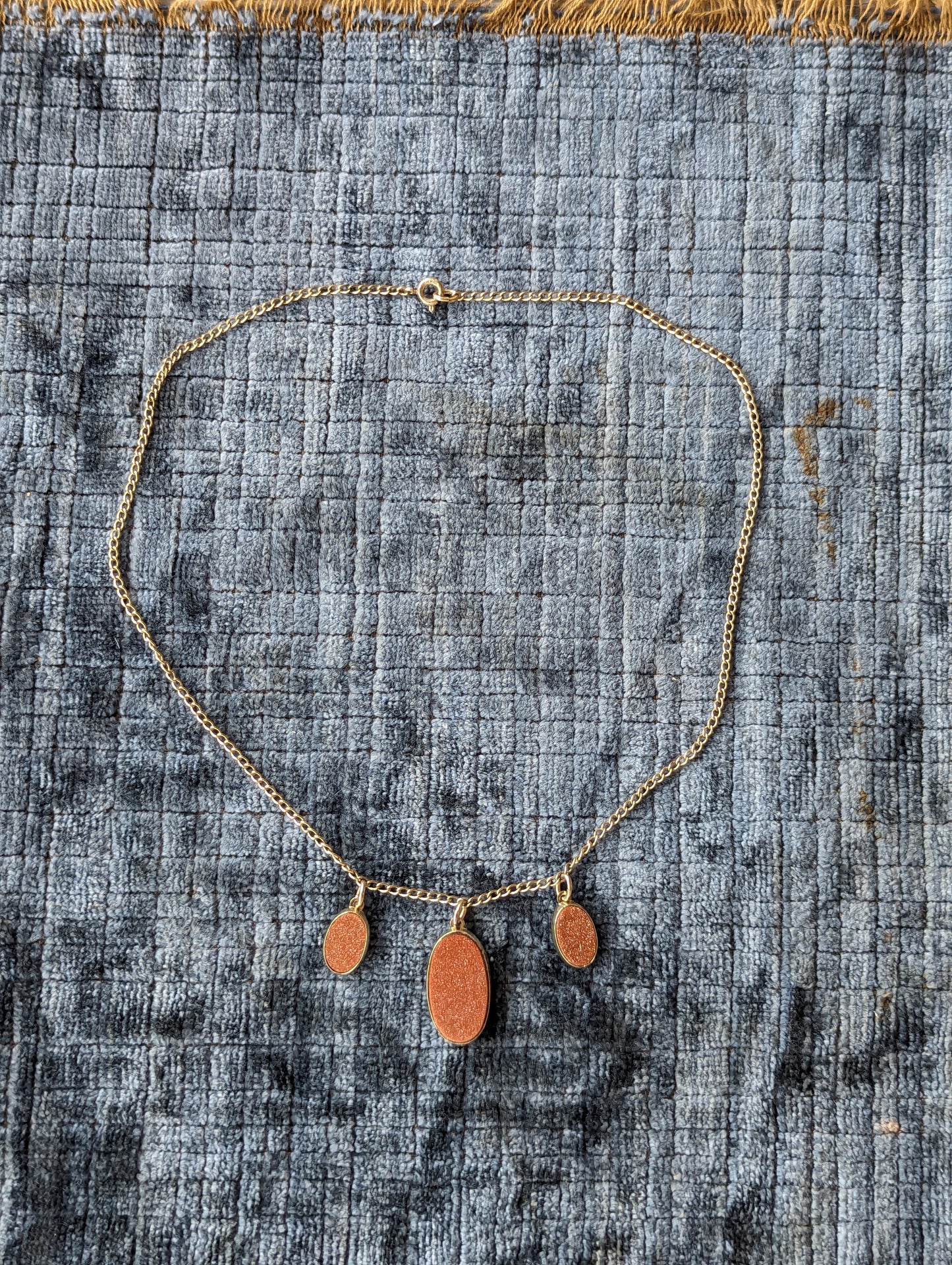 1930s GF & Goldstone 3-drop Necklace