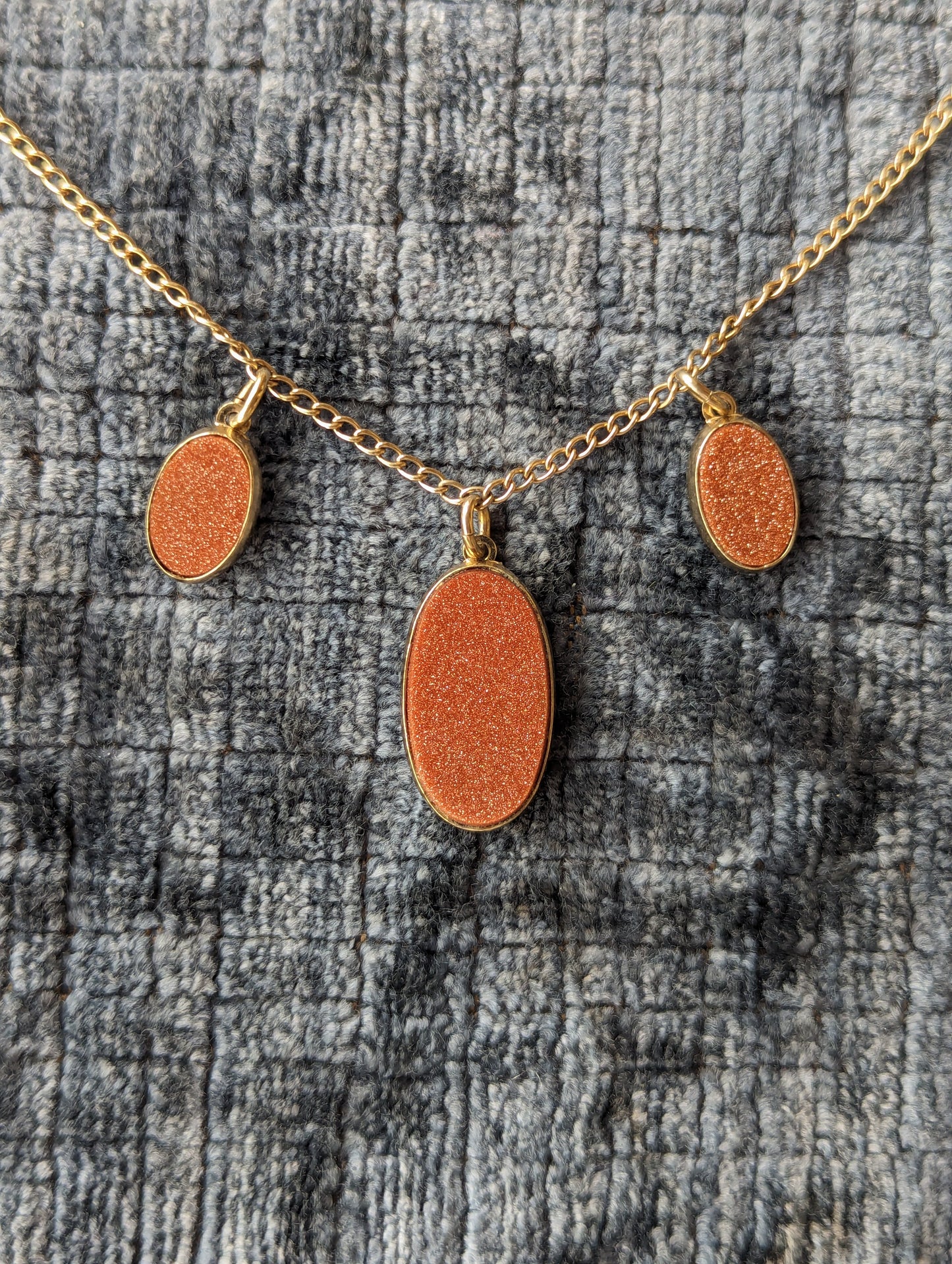 1930s GF & Goldstone 3-drop Necklace