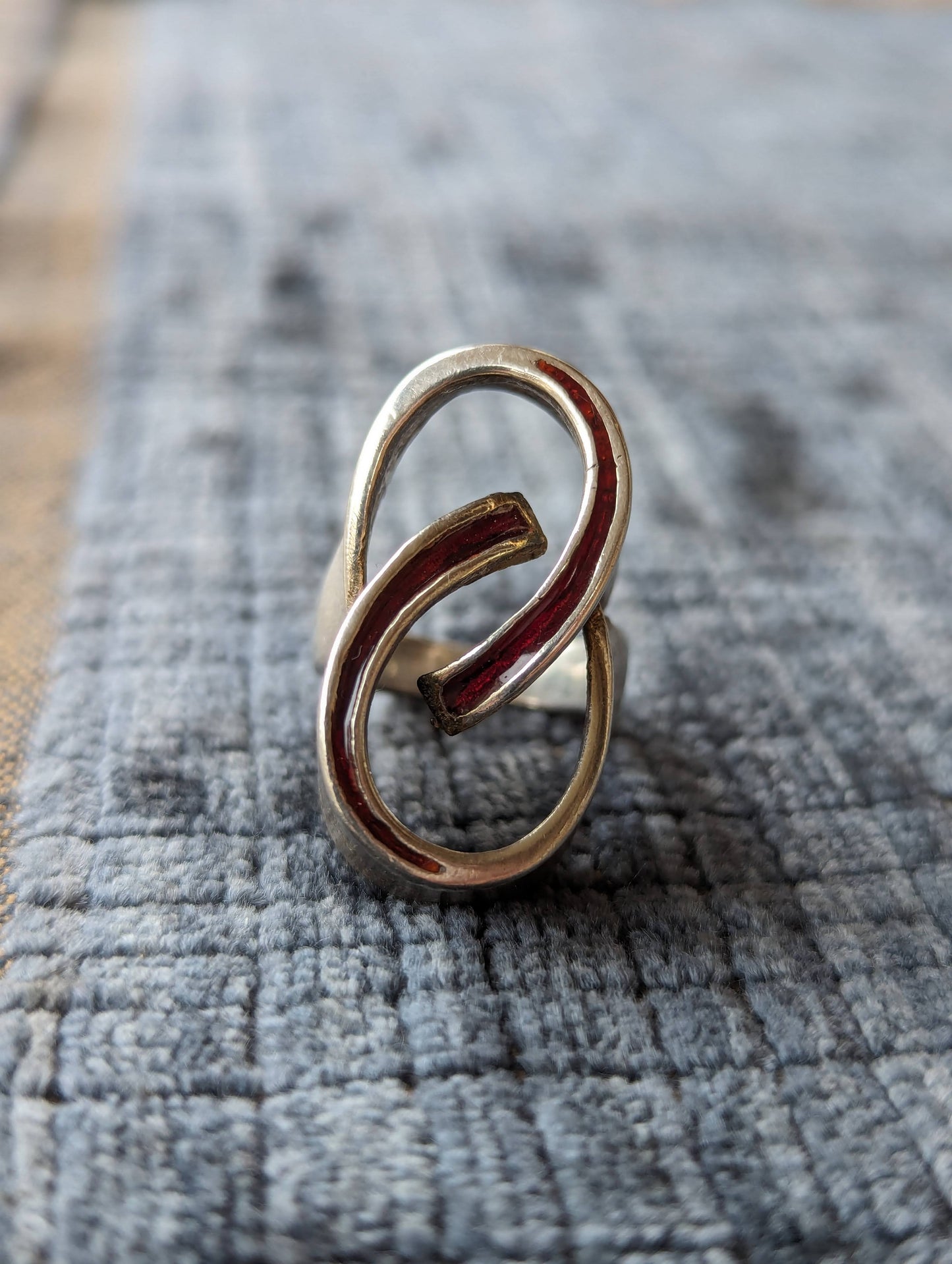 Red Modernist Loop Ring