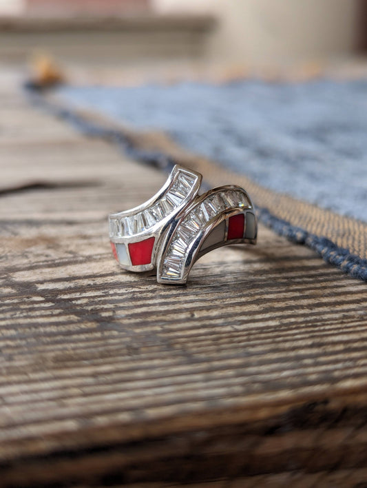 Sterling CZ/Coral/MOP Band