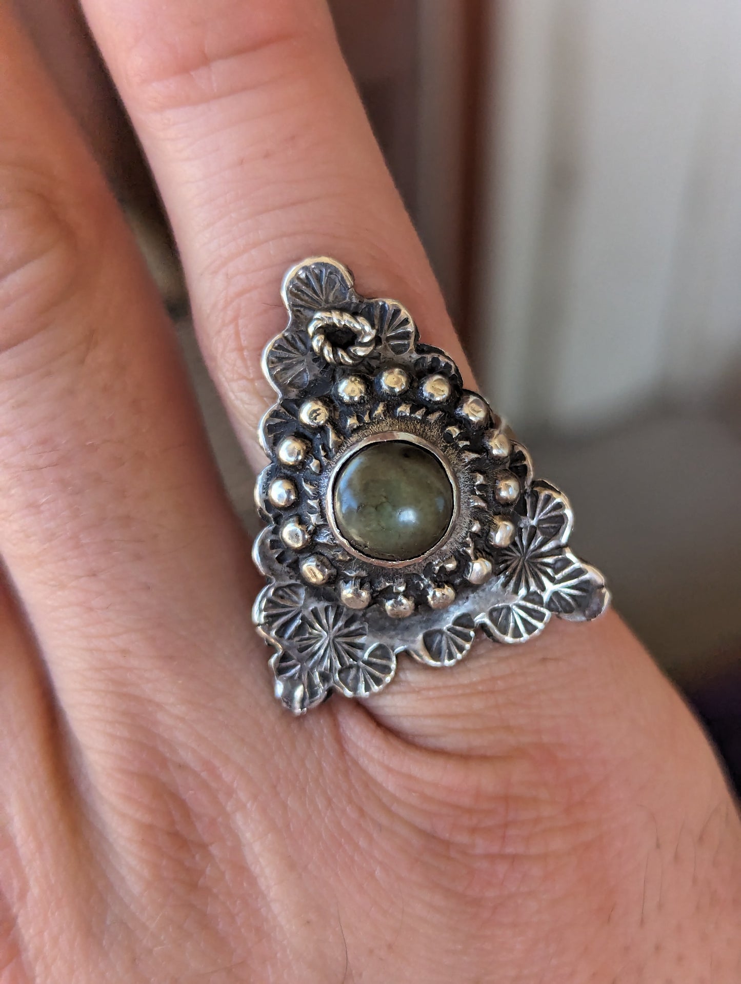 60s/70s Wheeler Sterling Band, and 1930s-40s Mexican Sterling & Green Onyx Plaque Ring