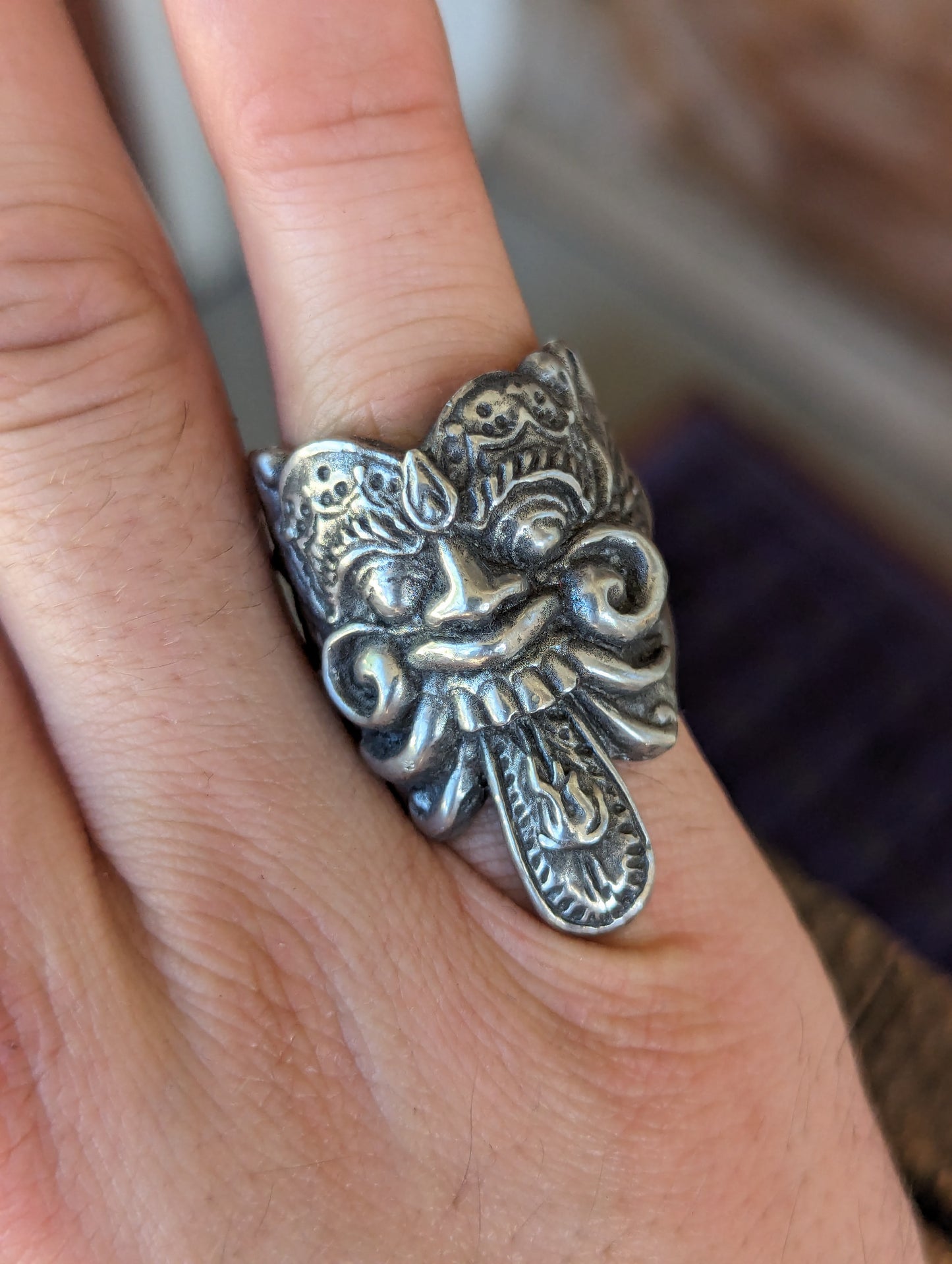 Indonesian Rangda Goddess Pewter Ring