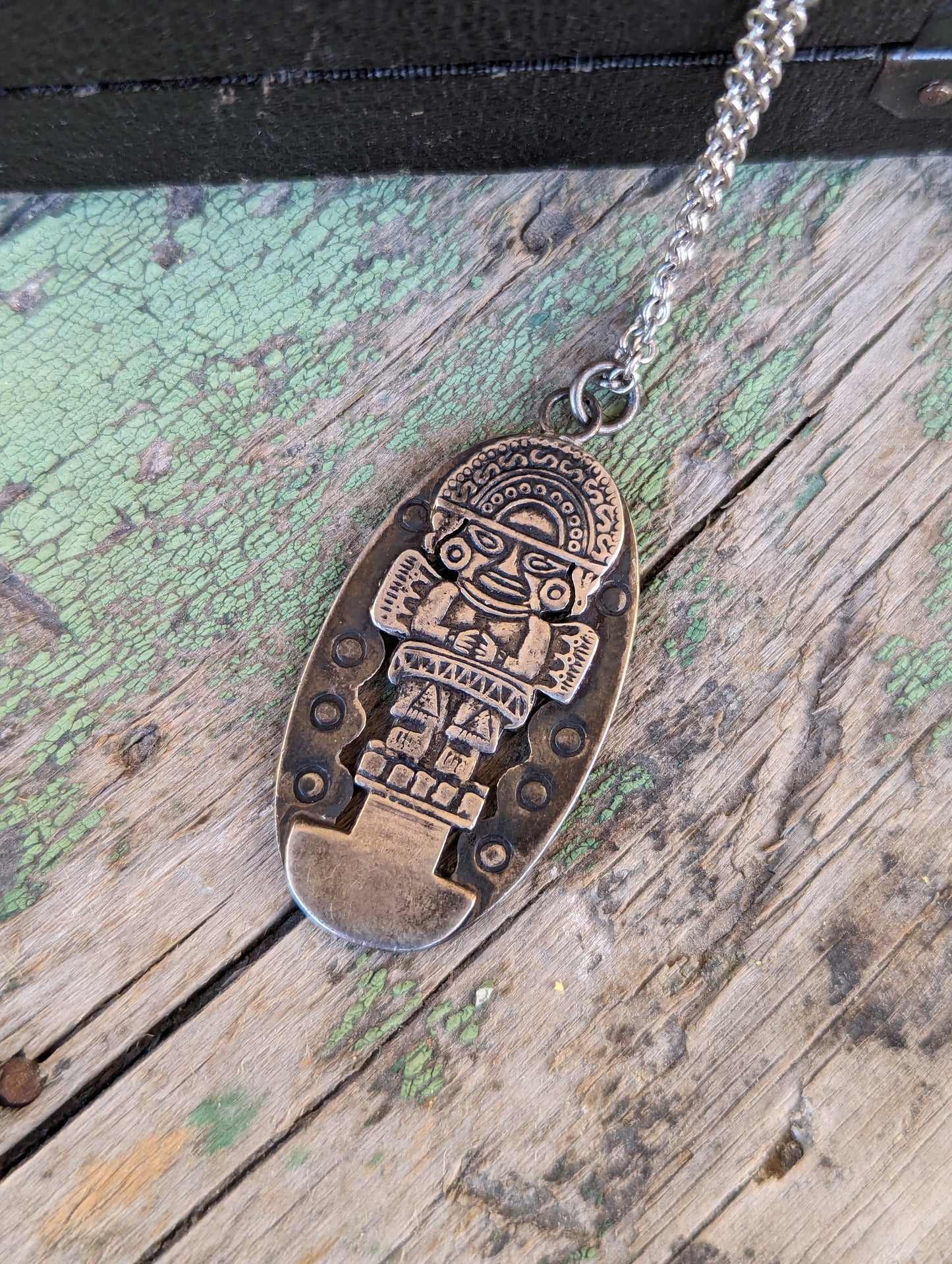 1940s Peruvian Double Sided Sterling Incan Tumi Pendant