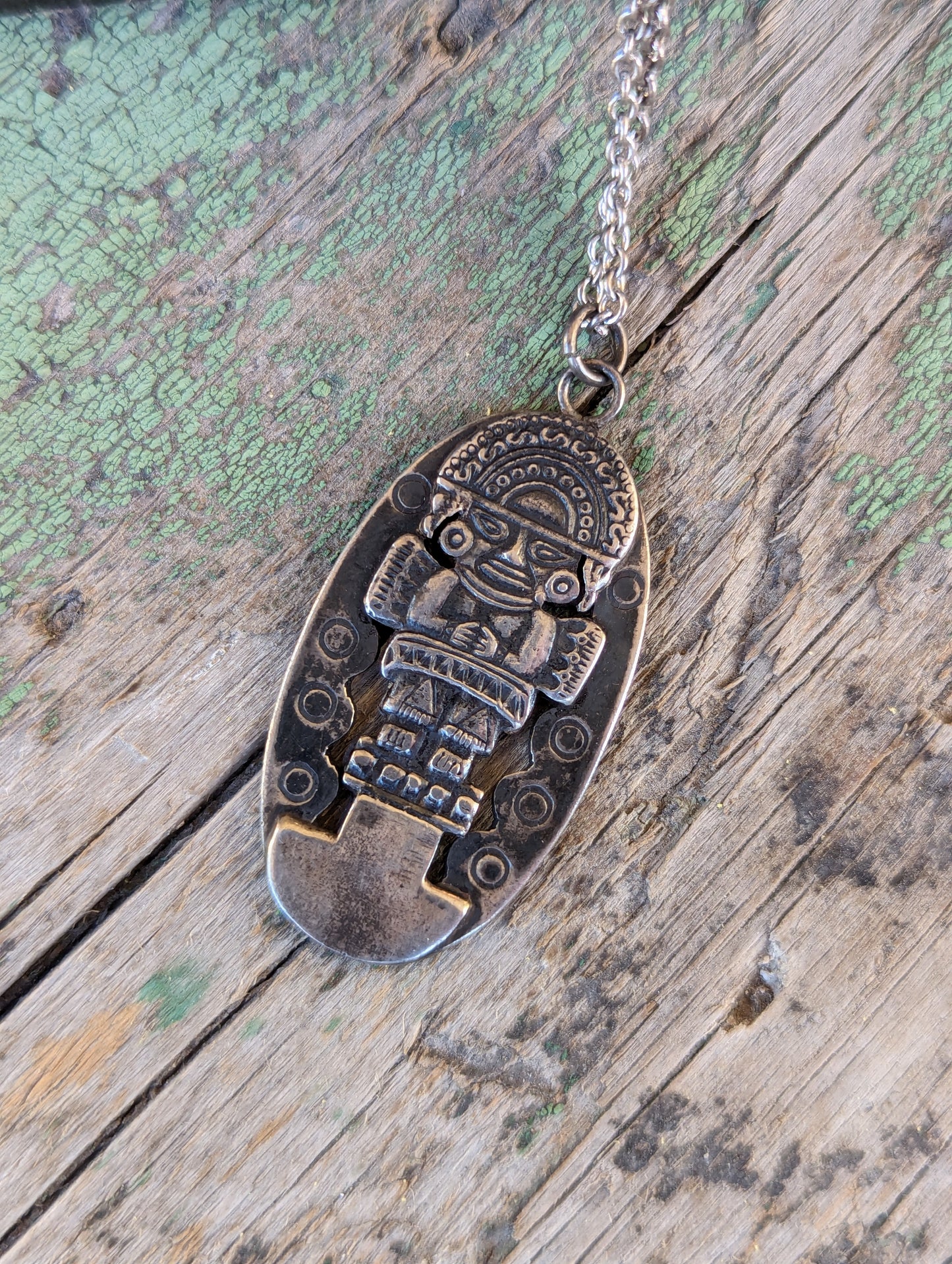 1940s Peruvian Double Sided Sterling Incan Tumi Pendant