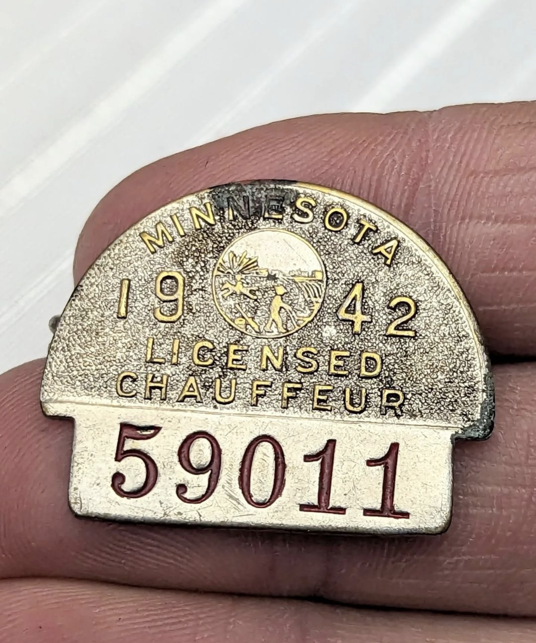 1942 Minnesota Licensed Chauffer Badge