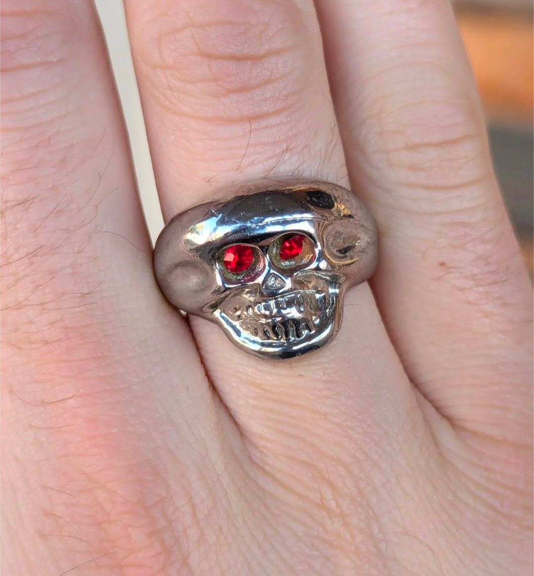 1960s Chrome plated Skull Biker Ring