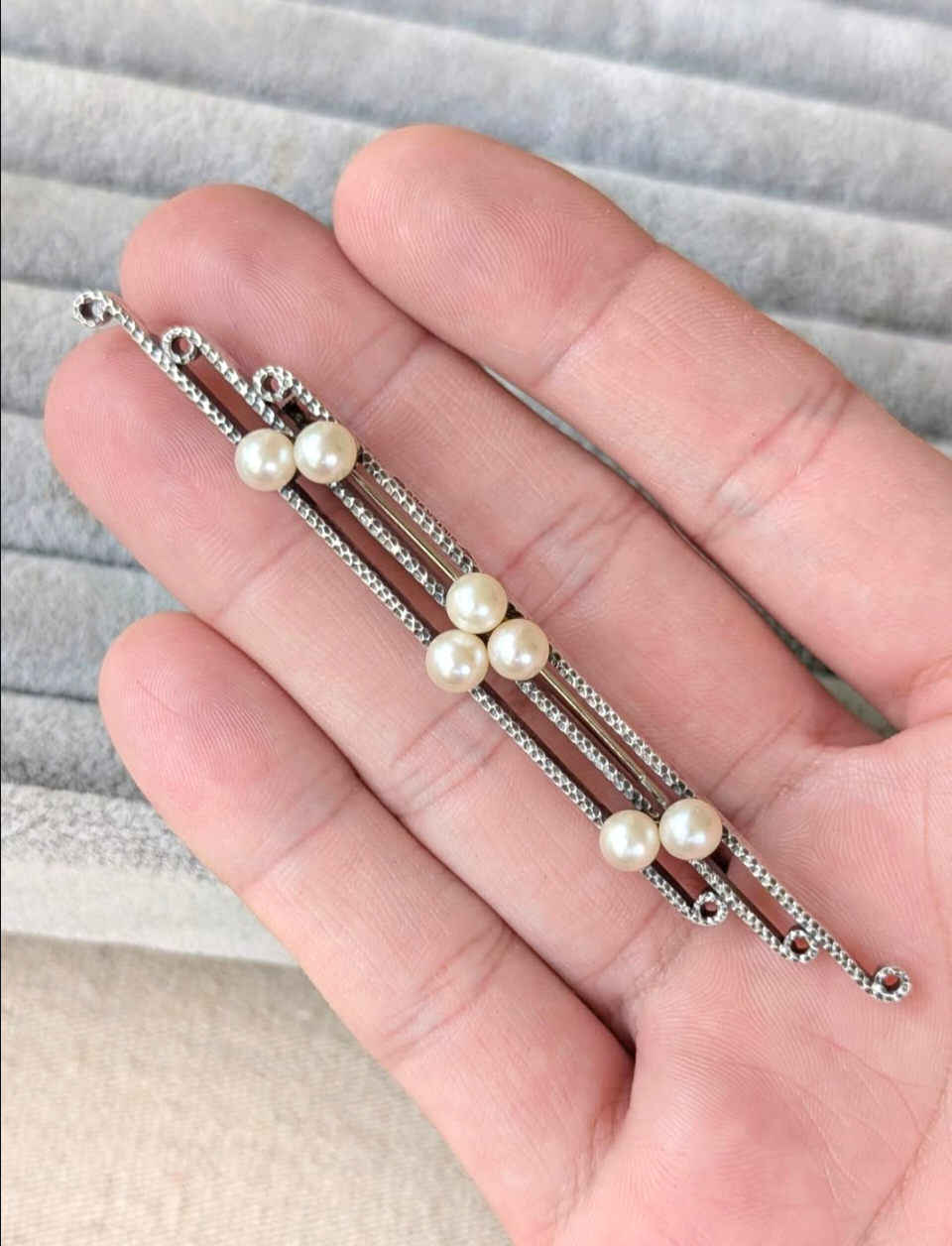 Mikimoto 950 Sterling & cultured South Sea Akoya Pearl Brooch