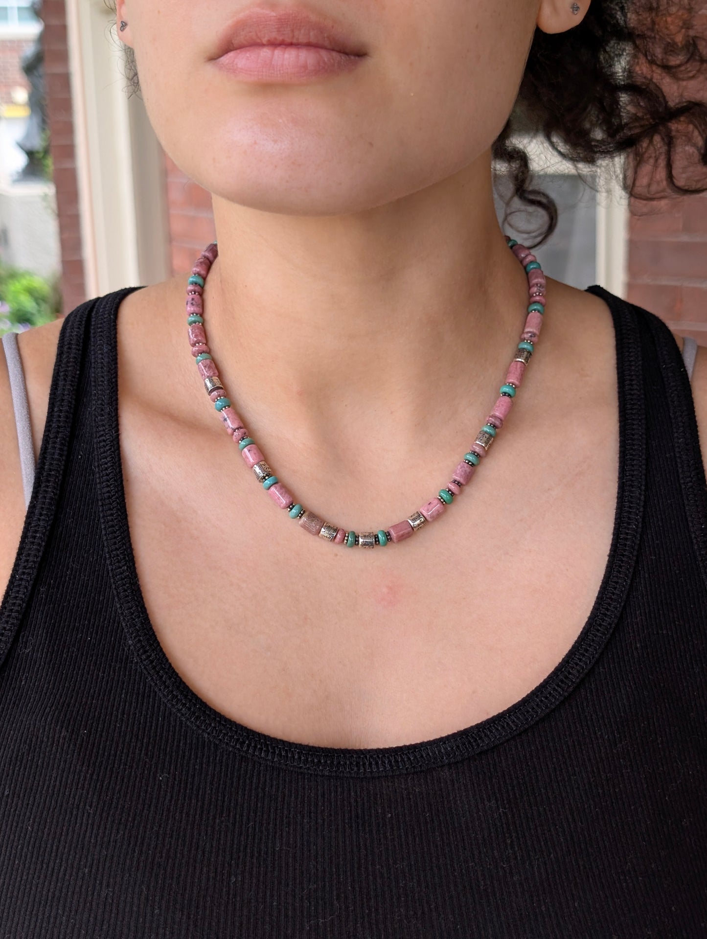Southwest Sterling Rhodonite Bead Necklace for Trisha