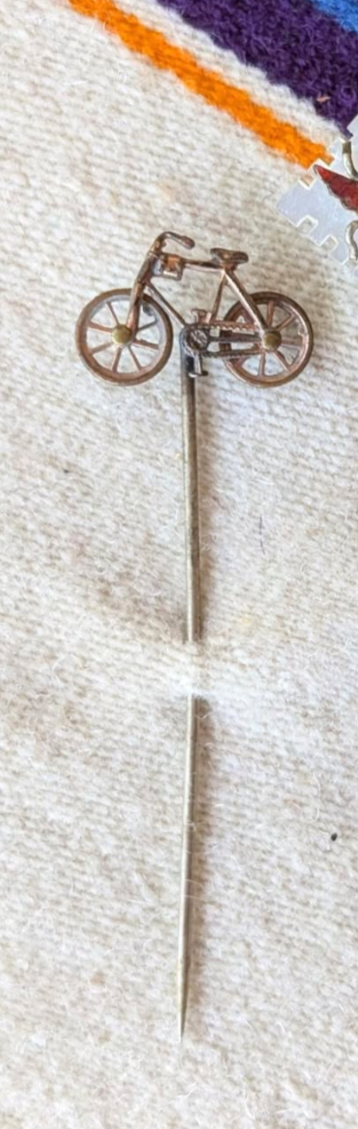 Antique Brass Articulated Bicycle Stick Pin