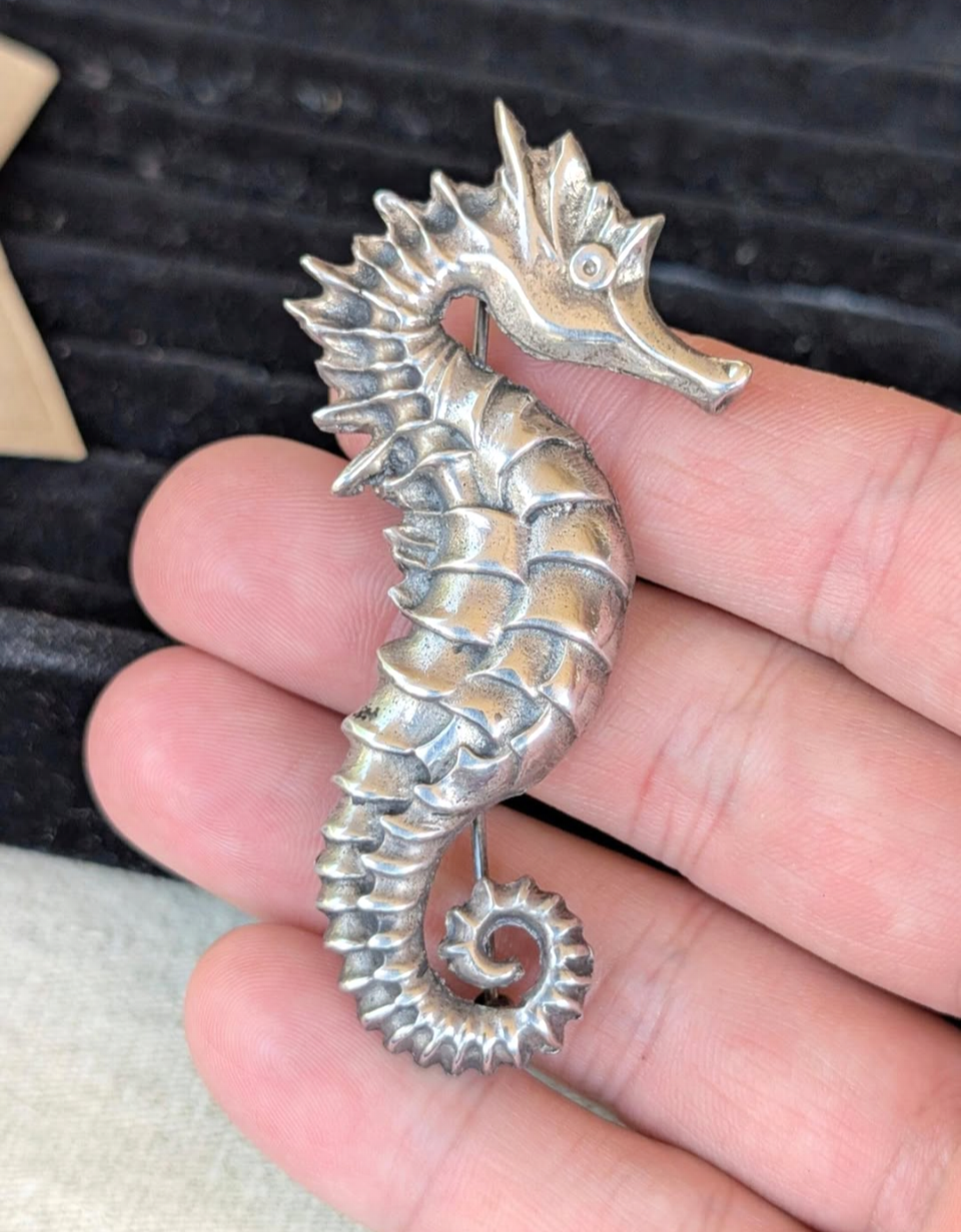 1940s Sterling Seahorse Brooch