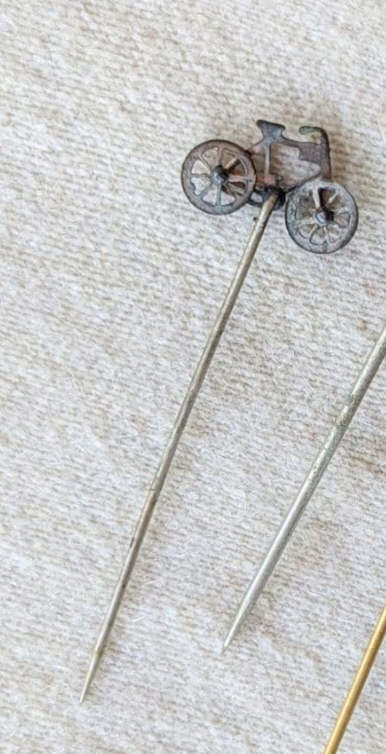 Antique Brass Articulated Bicycle Stick Pin