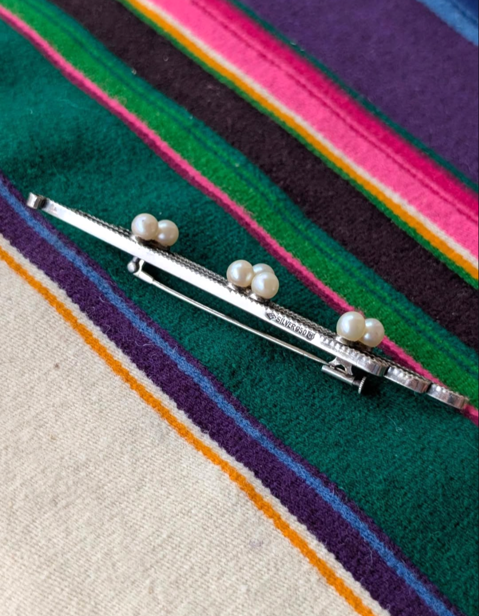 Mikimoto 950 Sterling & cultured South Sea Akoya Pearl Brooch